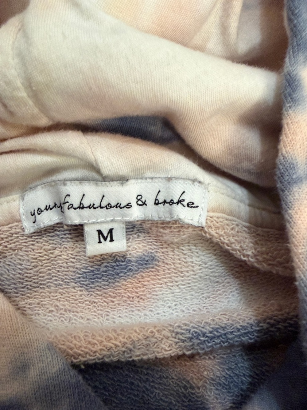 Hoodie Top Young Fabulous & Broke Peach and Navy Tie-Dye - Picture 2 of 15